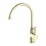 Nero York Kitchen Mixer Goosneck Spout With Metal Lever Aged Brass