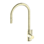 Nero York Federation Pull Out Sink Mixer With Vegie Spray Function With Metal Lever Aged Brass
