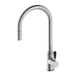 Nero York Federation Pull Out Sink Mixer With Vegie Spray Function With Black Porcelain Lever Chrome