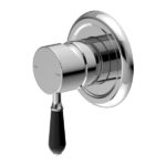 York Federation Shower Mixer With Black Porcelain Lever Chrome