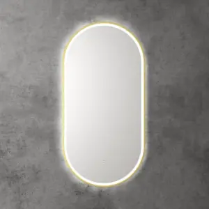Aulic  Beau Brushed Gold Touchless Oval LED Mirror - Three Dimmable Colours