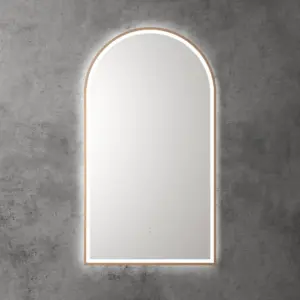 Aulic Canterbury Brushed Bronze Touchless Arched LED Mirror - Three Dimmable Colours