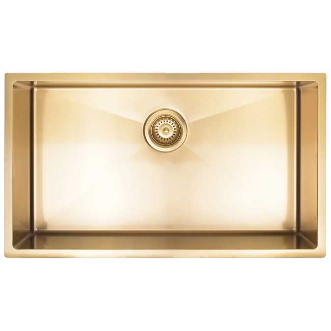 Meir Lavello Kitchen Sink Single Bowl 760 x 440 Brushed Bronze Gold
