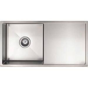 Meir Lavello Kitchen Sink – Single Bowl & Drainboard 840 x 440 – Brushed Nickel