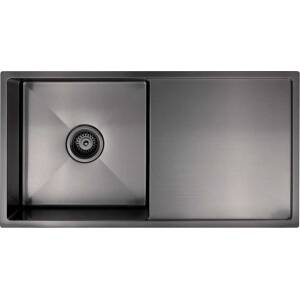 Meir Lavello Kitchen Sink – Single Bowl & Drainboard 840 x 440 – Gunmetal Black