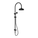 York Federation Twin Shower With White Porcelain Hand Shower Matte Black