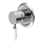 York Federation Shower Mixer With White Porcelain Lever Chrome