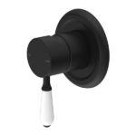 York Federation Shower Mixer With White Porcelain Lever Matte Black