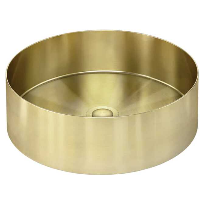 Meir Round Stainless Steel Bathroom Basin 380mm x 110mm PVD Tiger