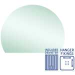 Thermogroup 1200x900x11mm D-Shaped Polished Edge Mirror with Demister (Hanger Fixings)