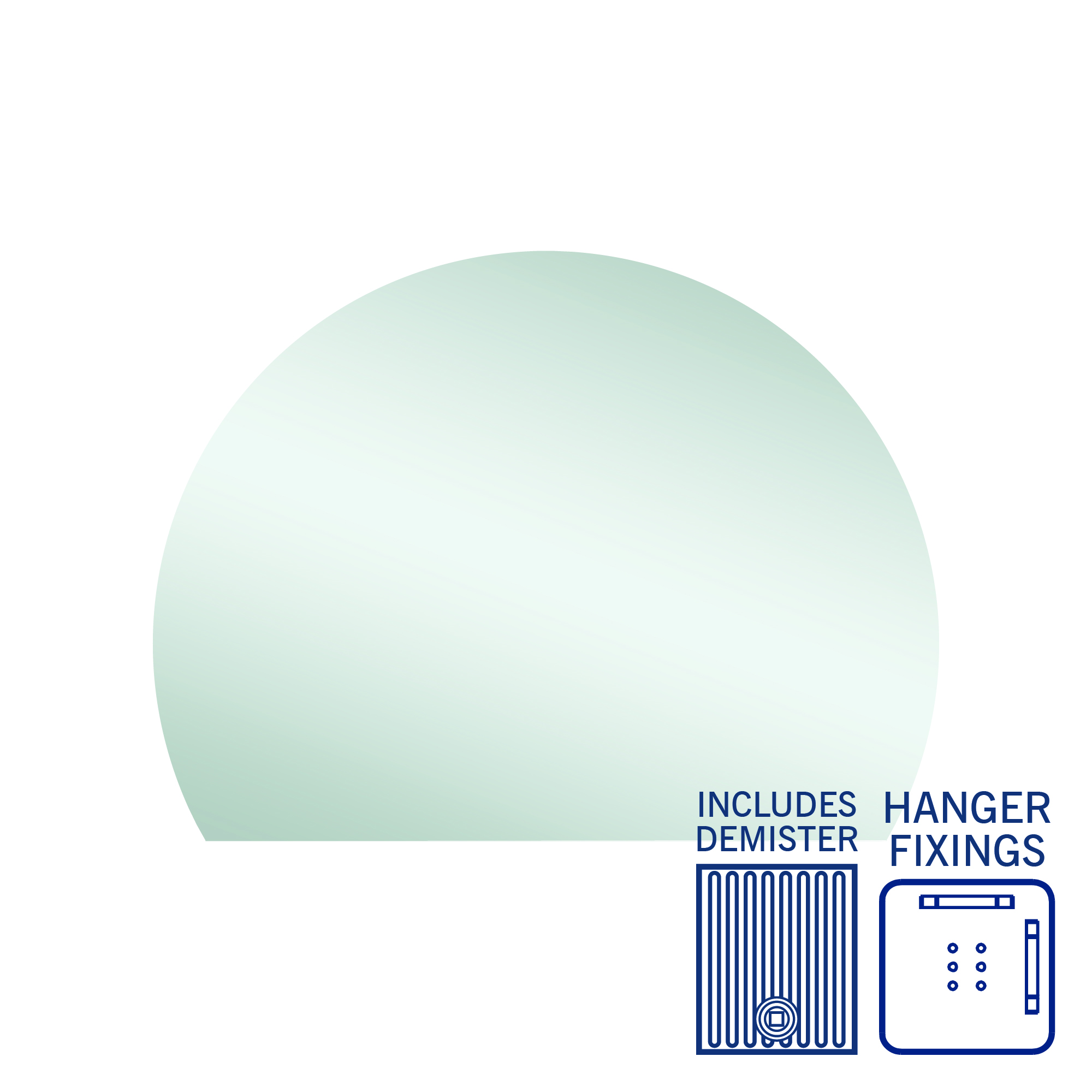 Thermogroup 1200x900x11mm D-Shaped Polished Edge Mirror with Demister (Hanger Fixings)