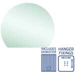 Thermogroup 900x750x11mm D-Shaped Polished Edge Mirror with Demister (Hangers Fixings)