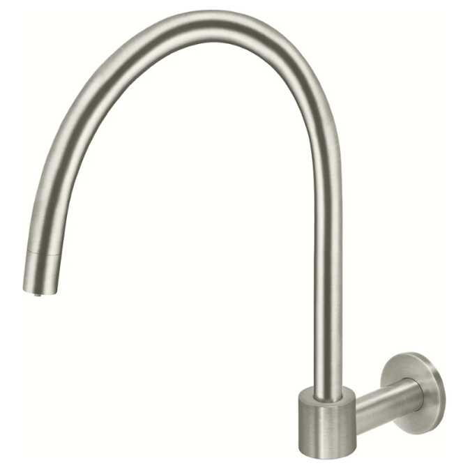 Meir Round HighRise Swivel Wall Spout Brushed Nickel Bathroom Sales Direct Pty Ltd