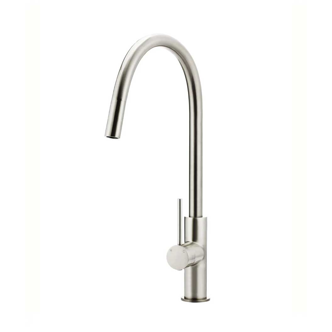 Meir Round Piccola Pull Out Kitchen Mixer Tap PVD Brushed Nickel