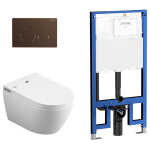 Lafeme Sesto Wall Hung Rimless Smart Toilet Brushed Bronze Flush Plate