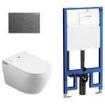 Lafeme Sesto Wall Hung Rimless Smart Toilet Gun Metal Flush Plate