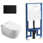 Lafeme Sesto Wall Hung Rimless Smart Toilet Matte Black Flush Plate