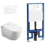 Lafeme Sesto Wall Hung Rimless Smart Toilet Matte White Flush Plate