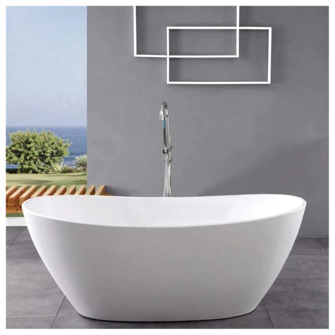 1660x780x680mm Evie Oval Bathtub Freestanding Acrylic Matt White Bath