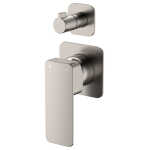 Fienza Tono Wall Diverter Mixer Small Square Plates Brushed Nickel