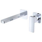 Fienza Tono Basin/Bath Wall Mixer Set Small Square Plates 200mm Outlet Chrome