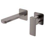 Fienza Tono Basin/Bath Wall Mixer Set Small Square Plates 160mm Outlet Gun Metal