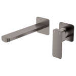 Fienza Tono Basin/Bath Wall Mixer Set Small Square Plates 200mm Outlet Gun Metal