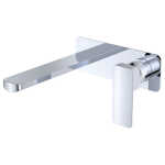 Fienza Tono Basin/Bath Wall Mixer Set Large Square Plate 200mm Outlet Chrome