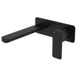 Fienza Tono Basin/Bath Wall Mixer Set Large Square Plate 200mm Outlet Matte Black