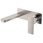 Fienza Tono Basin/Bath Wall Mixer Set Large Square Plate 160mm Outlet Brushed Nickel