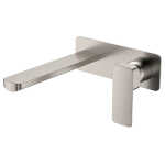 Fienza Tono Basin/Bath Wall Mixer Set Large Square Plate 200mm Outlet Brushed Nickel