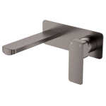 Fienza Tono Basin/Bath Wall Mixer Set Large Square Plate 160mm Outlet Gun Metal