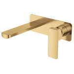 Fienza Tono Basin/Bath Wall Mixer Set Large Square Plate 160mm Outlet Urban Brass