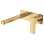 Fienza Tono Basin/Bath Wall Mixer Set Large Square Plate 200mm Outlet Urban Brass