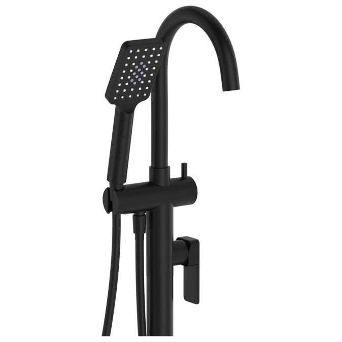Fienza Tono Floor Mounted Bath Mixer With Hand Shower Matte Black