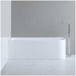 1500x730x510mm Bathtub Left Corner Back to Wall Acrylic Gloss White Freestanding Bath tub
