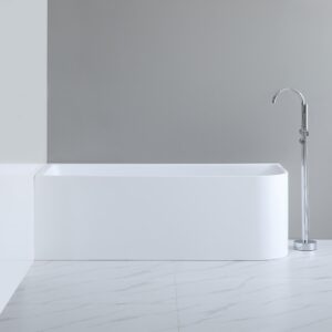 1500x730x510mm Bathtub Left Corner Back to Wall Acrylic Gloss White Freestanding Bath tub