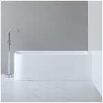 1500x730x510mm Bathtub Right Corner Back to Wall Acrylic Gloss White Freestanding Bath tub