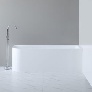 1500x730x510mm Bathtub Right Corner Back to Wall Acrylic Gloss White Freestanding Bath tub