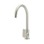 Meir Round Gooseneck Kitchen Mixer Tap with Paddle Handle Brushed Nickel