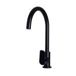 Meir Round Gooseneck Kitchen Mixer Tap with Paddle Handle Matte Black