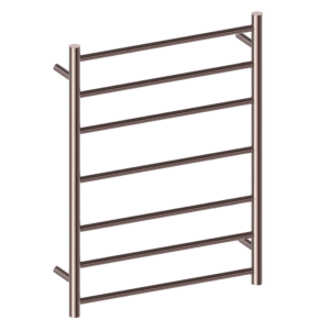 Nero 7 Bar Round Heated Towel Ladder Brushed Bronze
