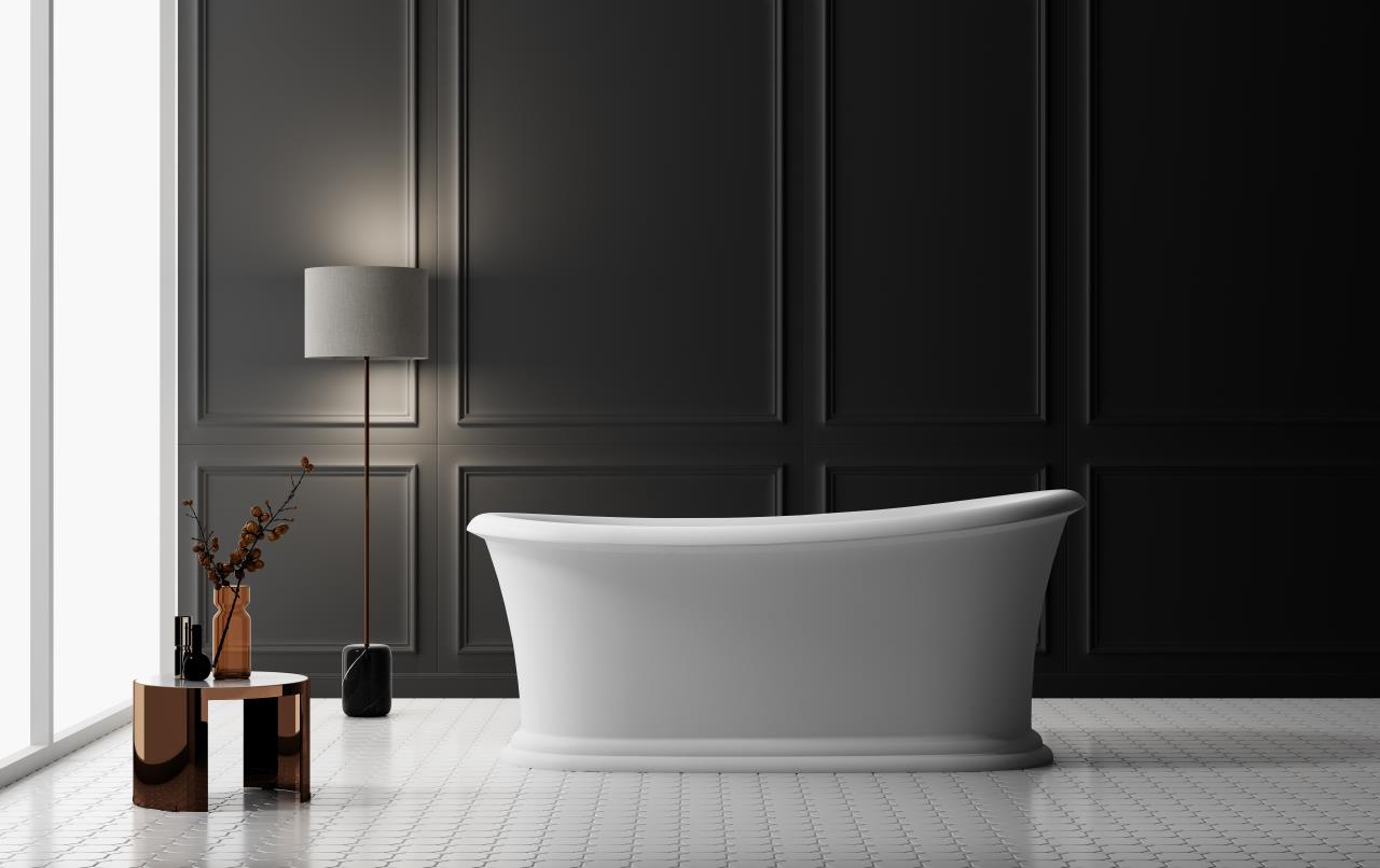 Ovia Westminster 1700mm Matte White Free Standing Bath NO Overflow