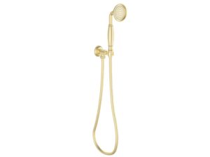Ikon Federation Clasico Hand Shower On Wall Outlet Bracket Brushed Gold - Clearance