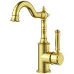 Ikon Federation Clasico Basin Mixer Brass Handle Brushed Gold - Clearance