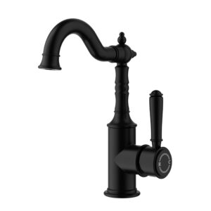 Ikon Federation Clasico Basin Mixer Brass Handle Matte Black - Clearance