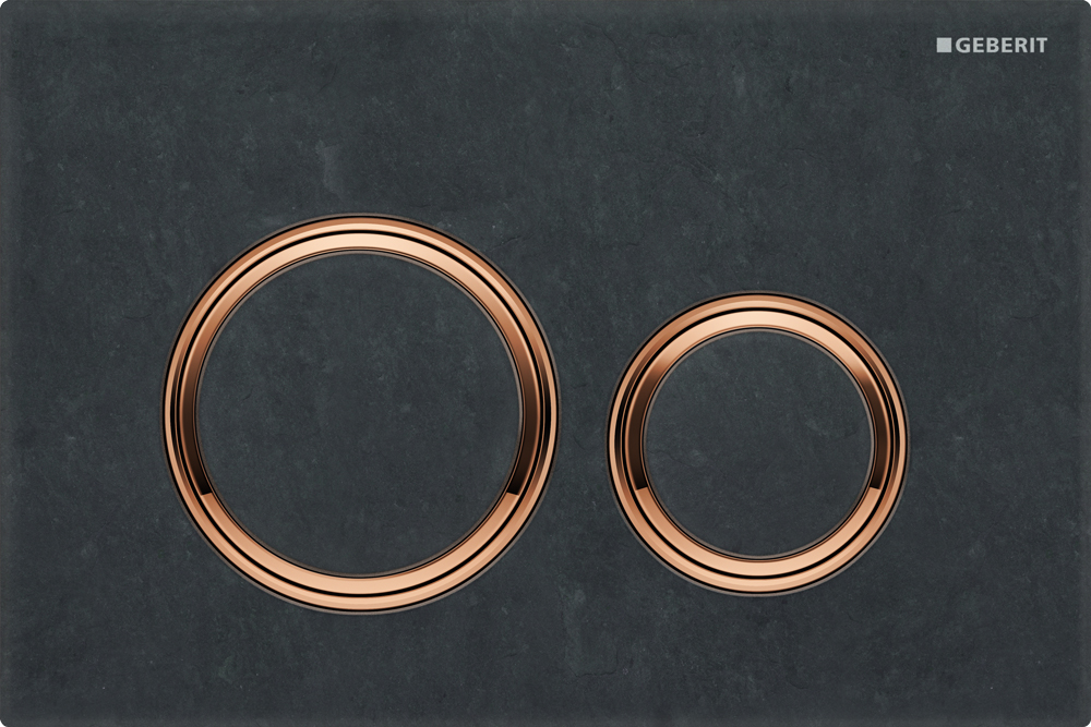 Geberit Sigma 21 Flush Plate Button Slate, Red Gold Trim, Fingerprint Resistant