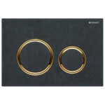 Geberit Sigma 21 Flush Plate Button Slate, Brass Trim, Fingerprint Resistant