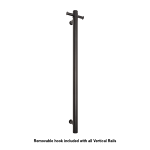 VS900HB Matt Black Round Vertical Single Heated Rail