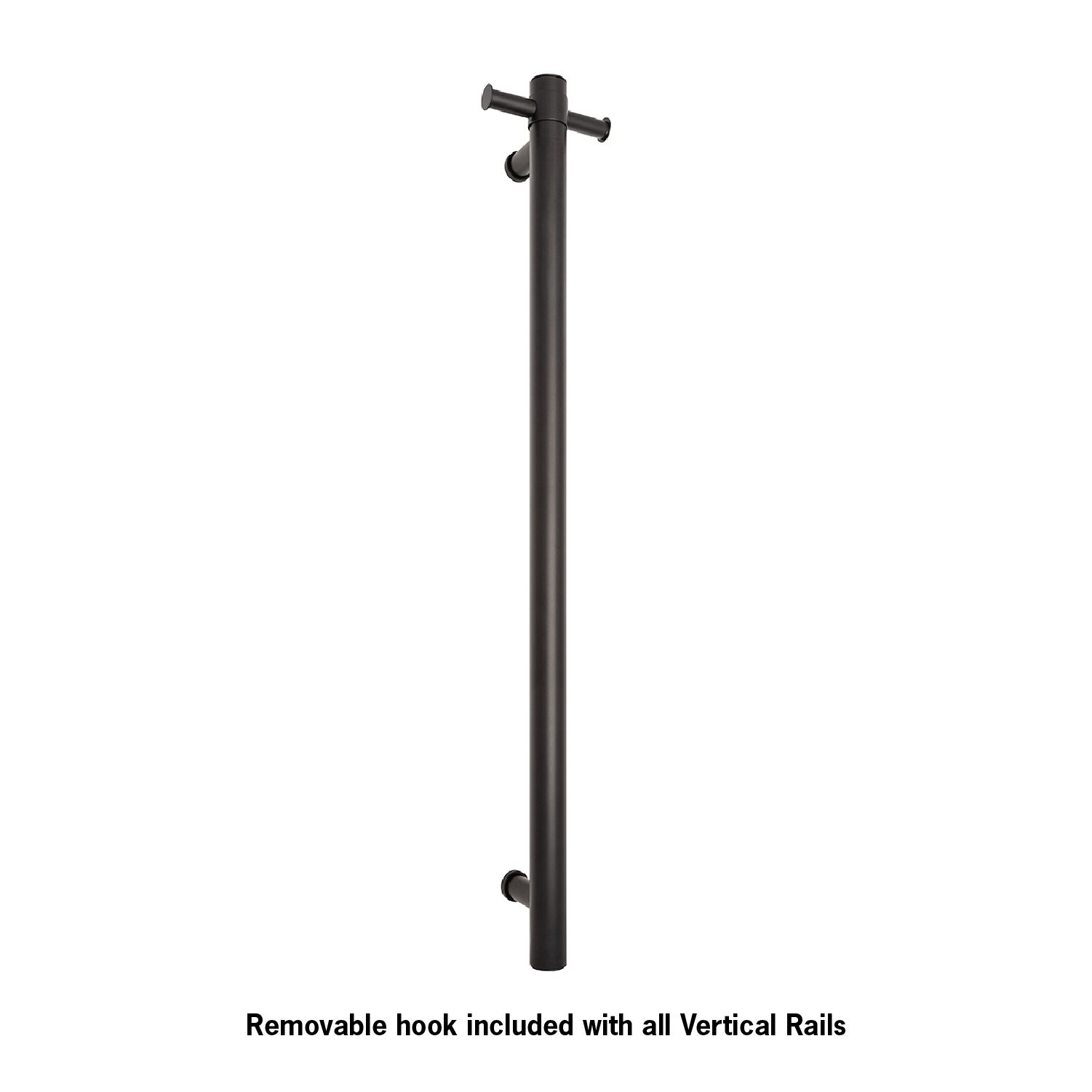 VS900HB Matt Black Round Vertical Single Heated Rail